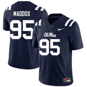 College Football Andrew Maddox #95 Men's Navy 2025 Ole Miss Jerseys 698960-209