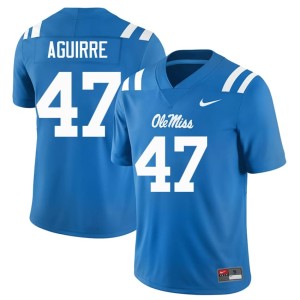 College Football Anthony Aguirre Mississippi Rebels #47 Game Men's Powder Blue Jerseys 546122-287
