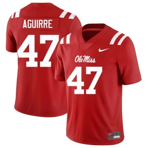 College Football University of Mississippi Official Red #47 Men Anthony Aguirre Jerseys 479693-762