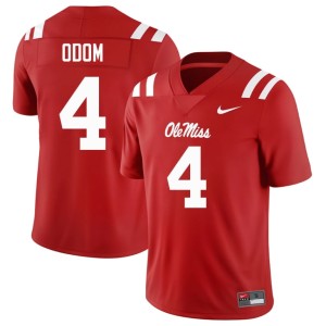 College Football #4 Caleb Odom Men's Ole Mississippi Rebels Replica Red Jersey 991423-361