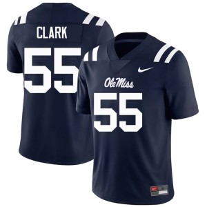 College Football Navy University Men Ole Miss #55 Cam Clark Jerseys 816348-868