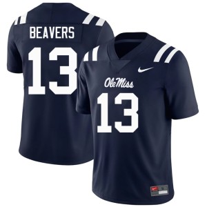 College Football Navy #13 Men Embroidery Forward Rebels Cedrick Beavers Jerseys 364548-754