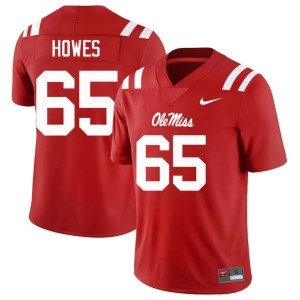 College Football Official Ole Miss Rebels Connor Howes Red #65 Mens Jersey 291547-325