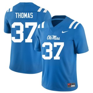 College Football Mens Cortez Thomas #37 2025-26 Ole Miss Powder Blue Jersey 908187-178