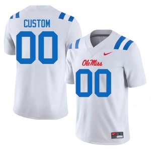 College Football White Men #00 Mississippi Rebels Custom Replica Jersey 474615-477