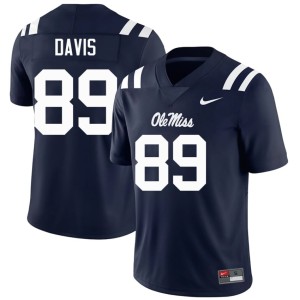 College Football Men #89 Ole Mississippi Navy Dylan Davis University Jersey 472013-720