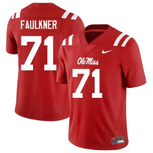College Football Mens Red Stitched #71 Mississippi Rebels Emanuel Faulkner Jersey 225403-240