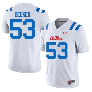 College Football Men Ford Beeker White Replica University of Mississippi #53 Jersey 585332-996