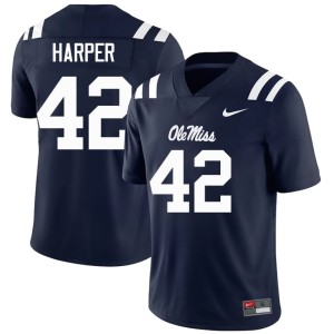 College Football Ole Miss Rebels #42 Limited Mens Navy Jack Harper Jersey 738058-212