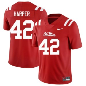 College Football Limited Men Red #42 Jack Harper Ole Miss Jerseys 639629-189