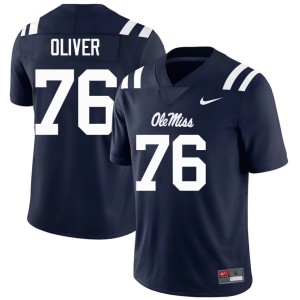 College Football Mens #76 NCAA Navy John Wayne Oliver Forward Rebels Jerseys 916263-260
