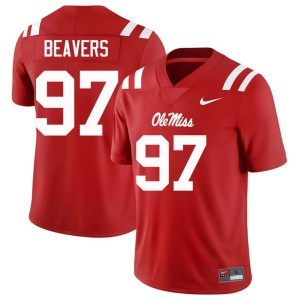 College Football Stitched #97 Kamron Beavers Men Red Ole Miss Jerseys 395019-143