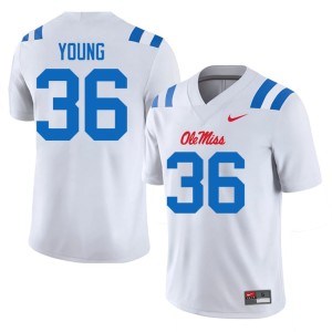 College Football Keon Young White #36 Men's Replica Ole Miss Jersey 352802-204