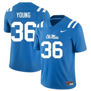 College Football Keon Young Ole Mississippi Rebels #36 Powder Blue Men Limited Jerseys 345478-229