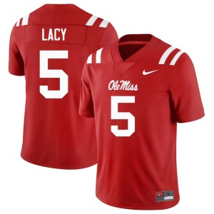 College Football #5 UM Rebels Men's Red Limited Kewan Lacy Jerseys 152060-548