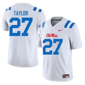 College Football Game Hotty Toddy #27 Macaleb Taylor White Mens Jerseys 201975-942