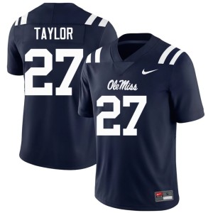 College Football 2025-26 #27 Men's UM Rebels Macaleb Taylor Navy Jersey 415325-154