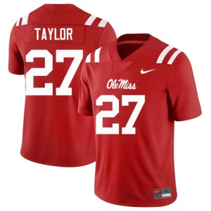 College Football Red Embroidery Macaleb Taylor #27 Forward Rebels Men's Jersey 108682-663