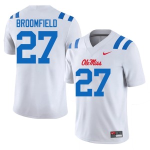 College Football Pat Broomfield White Men Embroidery Ole Mississippi #27 Jersey 826640-212