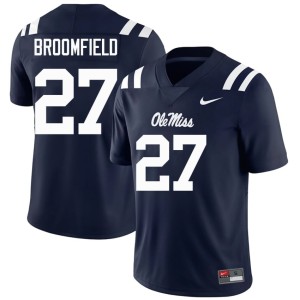 College Football Miss Rebels Embroidery Pat Broomfield Navy Men's #27 Jerseys 202885-853