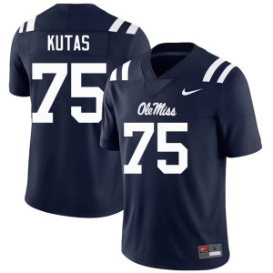 College Football Patrick Kutas Ole Mississippi #75 Navy Player Mens Jerseys 667172-524