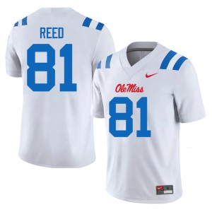 College Football Samari Reed White Mens Ole Miss Rebels Replica #81 Jersey 871099-278