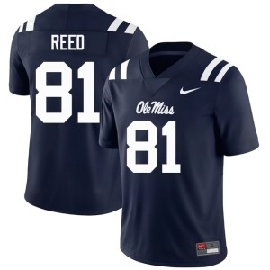 College Football #81 Embroidery Mens Samari Reed Ole Mississippi Navy Jerseys 142705-738