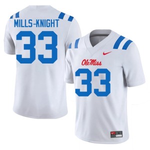 College Football NCAA #33 Shekai Mills-Knight Rebels Men's White Jerseys 823771-423
