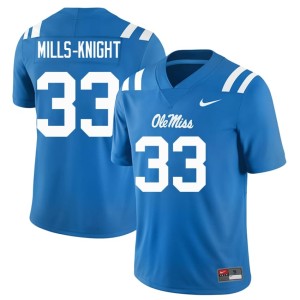 College Football Mens Shekai Mills-Knight #33 NCAA University of Mississippi Powder Blue Jersey 726747-361