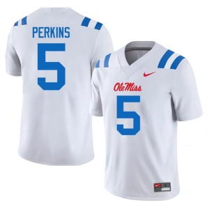 College Football White Men Ole Mississippi Embroidery #5 Suntarine Perkins Jerseys 568956-373