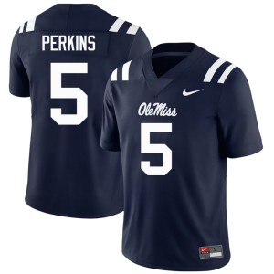 College Football Mens Alumni Suntarine Perkins Ole Mississippi Rebels #5 Navy Jersey 273091-302