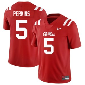 College Football Men's Official #5 Mississippi Suntarine Perkins Red Jersey 297210-452