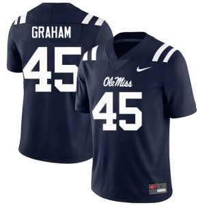 College Football Talib Graham Navy #45 Miss Rebels Embroidery Mens Jerseys 900613-227