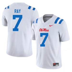 College Football #7 Mens Traylon Ray Embroidery Ole Mississippi Rebels White Jerseys 699991-790