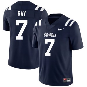 College Football Mississippi Rebels Player Mens Navy Traylon Ray #7 Jersey 431568-187