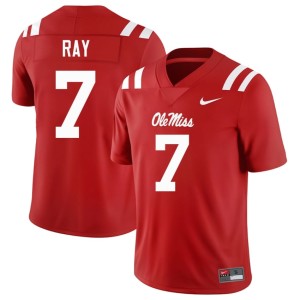 College Football Official #7 Red Men's Forward Rebels Traylon Ray Jerseys 918602-439