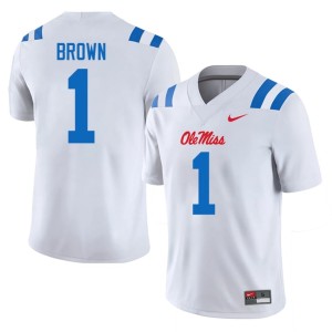 College Football Forward Rebels NCAA A.J. Brown Men's White #1 Jerseys 541317-362