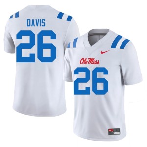 College Football #26 Ole Miss Ant Davis White Mens Player Jersey 655083-751