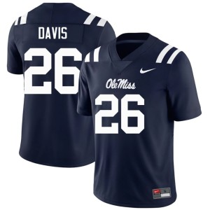 College Football #26 Limited Mens Ant Davis Navy UM Rebels Jerseys 643785-957
