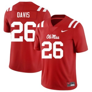 College Football Ole Miss #26 Men's Ant Davis University Red Jersey 533621-729