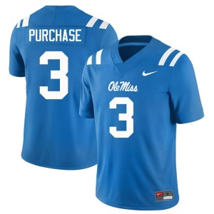 College Football Powder Blue Men Blake Purchase Ole Mississippi 2025 #3 Jerseys 122771-350