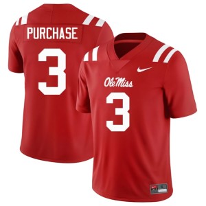 College Football Replica #3 Men Blake Purchase Ole Mississippi Rebels Red Jerseys 711361-504