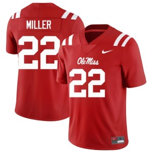 College Football Player #22 Men Red Cameron Miller Rebels Jersey 916457-372
