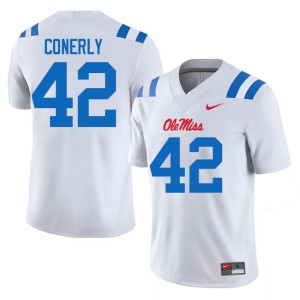 College Football #42 Forward Rebels Charlie Conerly White Men's University Jerseys 937721-255