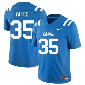 College Football #35 UM Rebels Powder Blue Official Mens Damarius Yates Jersey 299886-638