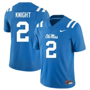 College Football Men #2 Rebels Powder Blue Official Deuce Knight Jersey 420173-250