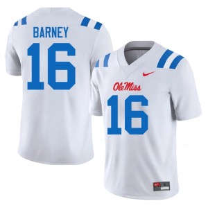 College Football Official #16 Mississippi Dorian Barney Men's White Jersey 245314-886