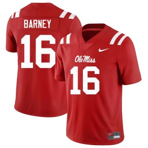 College Football Mississippi #16 Player Men's Red Dorian Barney Jerseys 515100-915