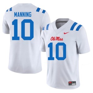 College Football Mississippi #10 Eli Manning Men Player White Jerseys 372792-827