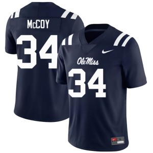 College Football Men's #34 Navy Ole Mississippi Rebels Stitched Iverson McCoy Jersey 752108-766